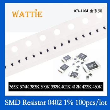 Resistor SMD 0402 1% 365K 374K 383K 390K 392K 402K 412K 422 K 430K 100PCS/monte chip resistores de 1/16W 1,0 mm*0,5 mm