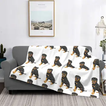 Rottweiler Raça do Cão Padrão Cobertor de Flanela Decoração Amante do Cão Portátil Quente Lançar um Cobertor para Casa, Viagens, roupa de marca Lança