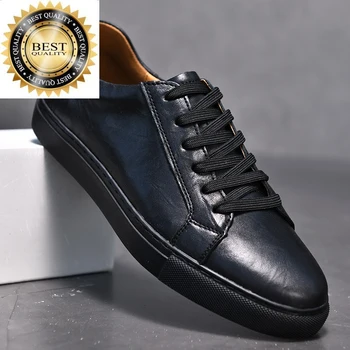 Sapatos de Homens autênticos Couro Casual laço oxfords Marca Branco dos homens de moda Tênis 2024 Nova Chegada sapatos pretos