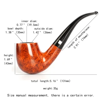 Sherlock Holmes tubo de briar wood tabaco de cachimbo artesanal punho curvo tubulação para o dia do pai de presente para homens de 9mm filtro portátil tubo