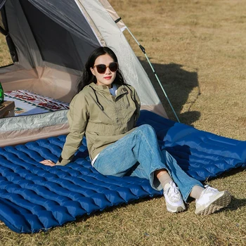 TPU Inflável Camping Dormir Cama Dobrável Acampamento Barraca Esteira para Dormir Ultraleve Impermeável Interna na Bomba de Pé para Caminhadas Suprimentos