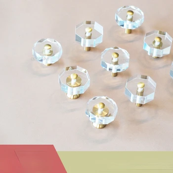 Transparente de Girassol/Torre Octogonal do Hardware da Mobília da Luz de Luxo Bronze+de Cristal Gabinete Puxadores de Gaveta Puxa Botão