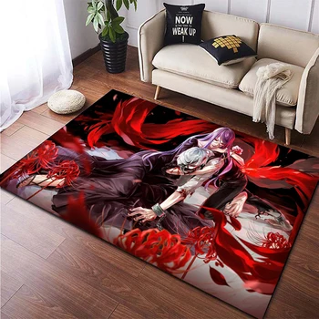 Tóquio Ghoul tapete para sala de estar,Anime Decoração do Quarto,antiderrapante, tapete de casa de banho,Leve e portátil piquenique tapetes,quarto de cama, tapete