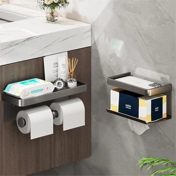 Uma Toalha de papel, Caixa de Wc Parede Gaveta do Banheiro Não-perfurador de Papel em Rolo Titular Telefone Prateleira de Armazenamento de Tecidos Acessórios de casa de Banho